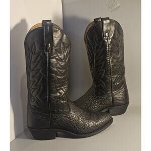Bullrider Black Leather CROC Print Western Boots Men's Sz 8 E Canadian
